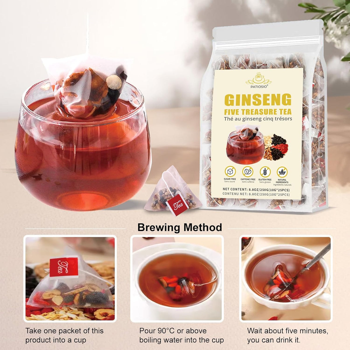 Ginseng five treasure tea